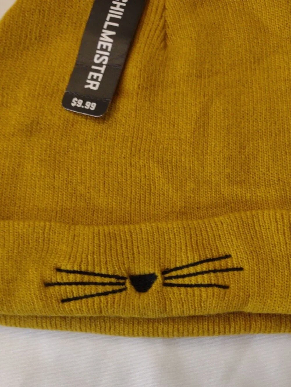 NWT Chillmeister Kids Mustard Yellow Cat Face Knit Beanie